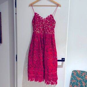 Self-Portrait Women’s Red Azaelea Lace Midi Dress Size UK 10 US 6 - Worn Once